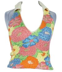 Dámský barevný květovaný žabičkový crop top Zara 