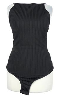 Dámské černé žebrované body se šněrováním River Island 