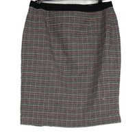 Dámska čierno-ružovo-béžová kockovaná vlnená púzdrová sukňa