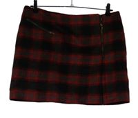 Dámska červeno-čierna kockovaná vlnená sukňa TU