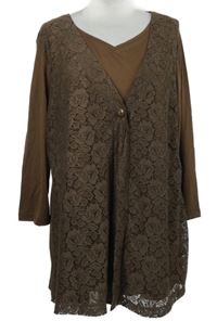 Dámská hnědá krajková halenka 