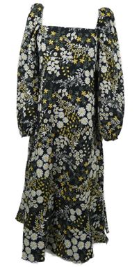 Nové - Dámské černo-žluté kytičkované midi šaty Asos 