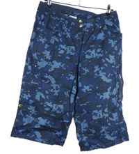 Dámské tmavomodro-modé army plátěné capri kalhoty Bonpix 