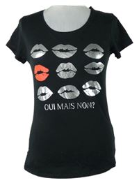 Dámské černé tričko se rty Evr-me 