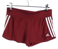 Dámske vínové športové kraťasy s pruhmi Adidas