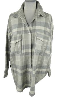 Dámská šedá kostkovaná košilová oversized bunda H&M