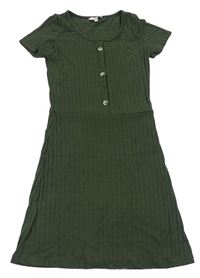 Zelené rebrované šaty E-Vie