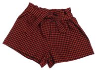 Čierno-červené vzorované kraťasy s opaskom Primark