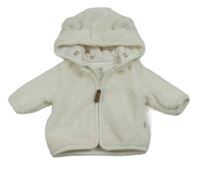 Bílá chlupatá propínací mikina s kapucí F&F