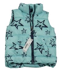 Nové- Světlemodrá šusťáková zateplená vesta s hvězdami Dopodopo