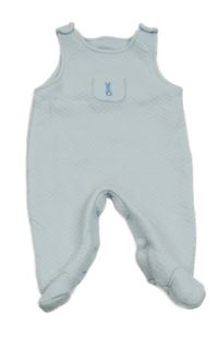 Světlemodré kárované teplákové dupačky s králíčkem 