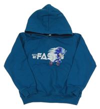 Petrolejová mikina so Sonicem a kapucňou