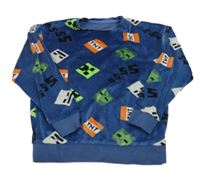 Tmavomodrá plyšová mikina s Minecraft