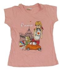 Svetloružové tričko s obrázkom