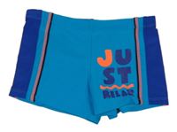 Azurové nohavičkové plavky s číslem 