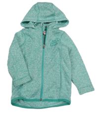 Mintovo-bílá melírovaná pletená propínací mikina s kapucí Topolino