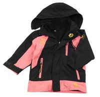 Růžovo-černá jarní bunda s kapucí Jack Wolfskin