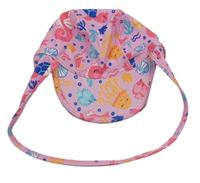 Růžová UV čepice se zvířátky 