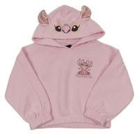 Světlerůžová crop mikina s Lilo&Stitch a kapucí Primark