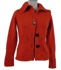 Dámský červený propínací svetr s límcem Escada