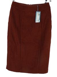 Nové - Dámska hrdzavá vlnená púzdrová sukňa M&S