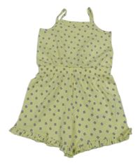 Žluto-fialový květovaný bavlněný kraťasový overal George