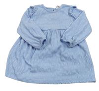 Svetlomodré pruhované bavlnené šaty s volánikmi Primark