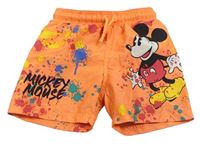 Neonově oranžové plážové kraťasy s Mickeym a kaňkami Disney