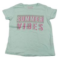 Pomněnkové tričko s růžovým nápisem Primark