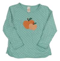 Mátové triko s jablíčky a puntíky Pusblu