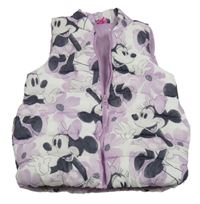 Lila-biela kvetovaná šušťáková zateplená vesta s Minnie Disney