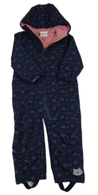 Tmavomodrá softshellová zateplená kombinéza s kočkami a kapucí Topomini