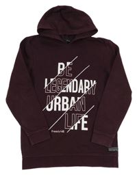 Lilková mikina s nápisom a kapucňou George