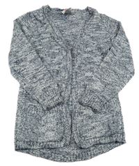 Tmavomodro-biely melírovaný pletený cardigan Topolino