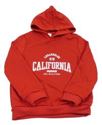 Červená mikina s nápisom a kapucňou