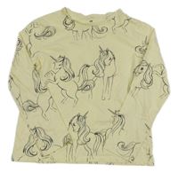 Svetložlté tričko s jednorožcami H&M