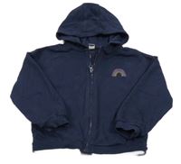 Tmavomodrá prepínaci mikina s dúhou a kapucňou Tu