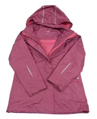 Tmavorůžová melírovaná šusťáková funkční jarní bunda s odepínací kapucí TCM