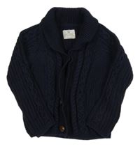 Tmavomodrý vzorovaný propínací svetr Next