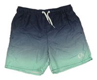 Tmavomodro-zelené ombré plážové kraťasy s potlačou H&M