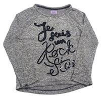 Sivo-fialové melírované úpletové tričko s nápisem z flitrů F&F