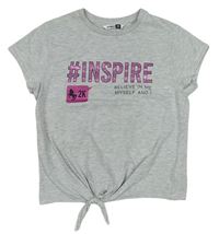 Sivé melírované crop tričko s nápisom zn. Pep&Co