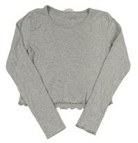 Sivé melírované crop tričko H&M