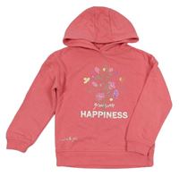 Růžová mikina s kytičkami a kapucí Primark