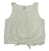 Béžový melírovaný crop top s uzlom H&M
