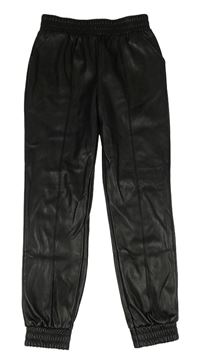 Černé koženkové cuff kalhoty Primark