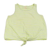 Bielo-neónově žltý pruhovaný crop top Next