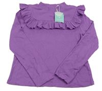 Nové - Fialové rebrované tričko s volánikom zn. Monsoon