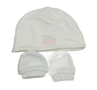 2set - Biela čapica s nápisem + rukavice George