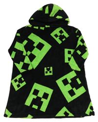 Černá chlupatá oversize mikina Minecraft s kapucí